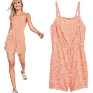 Old Navy Soft Woven Romper Floral Orange Extra Small
